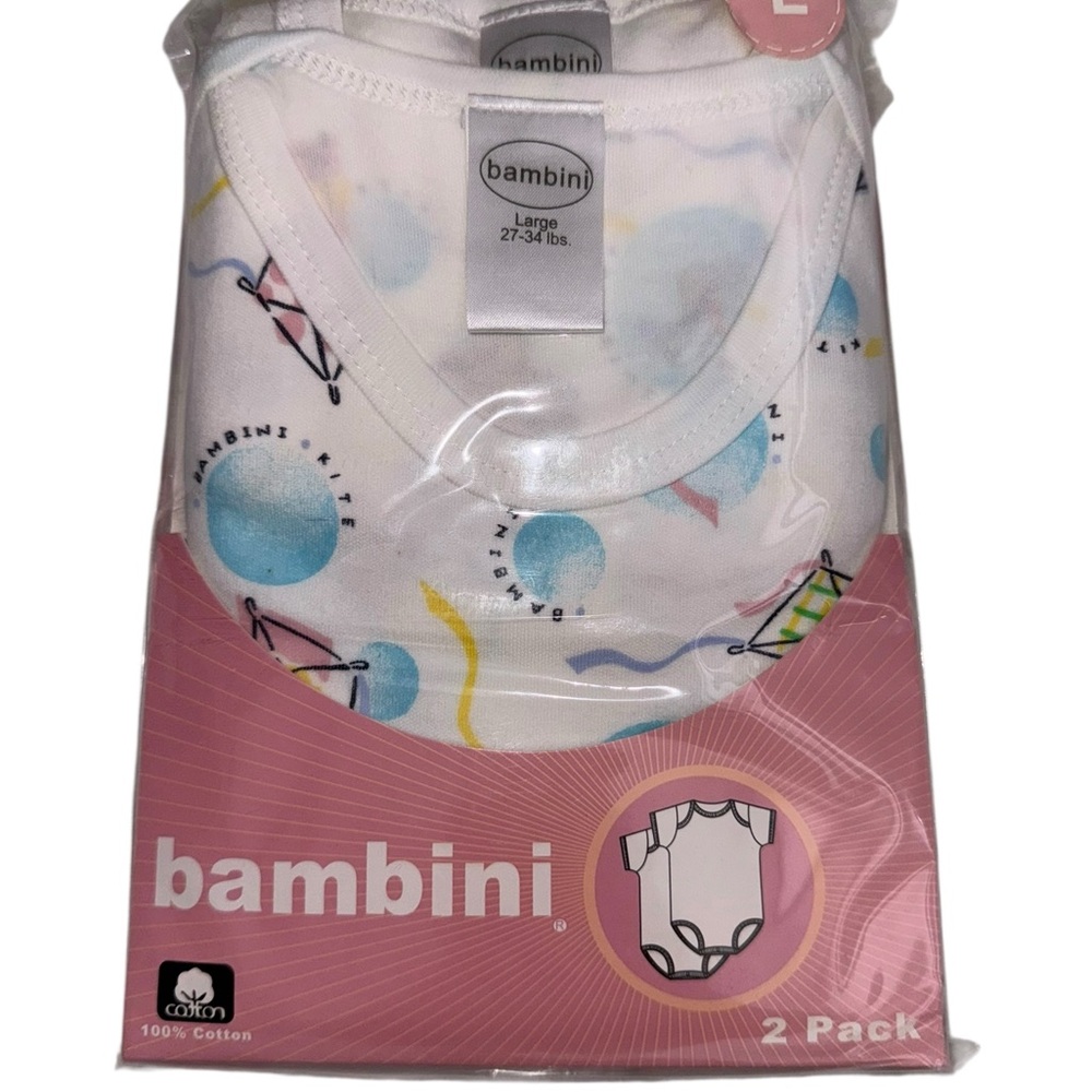 Bambini 100% Cotton Colorful Kite & Balloon Print Kids One Piece Large - 2 Pack